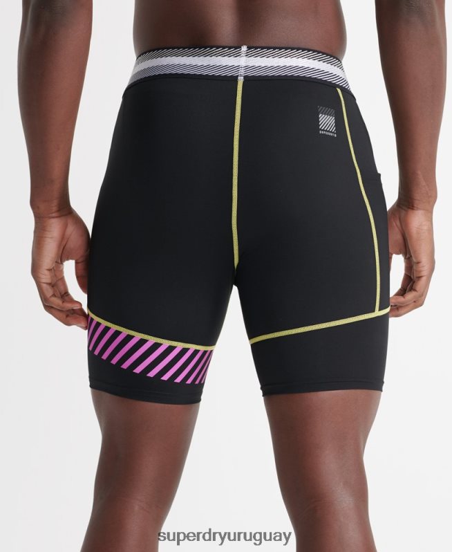 uy Superdry hombres pantalones cortos de entrenamiento de energía de hielo fresco negro DT2N8Z381 ropa