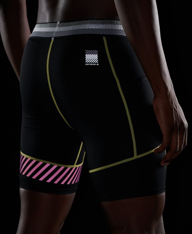 uy Superdry hombres pantalones cortos de entrenamiento de energía de hielo fresco negro DT2N8Z381 ropa