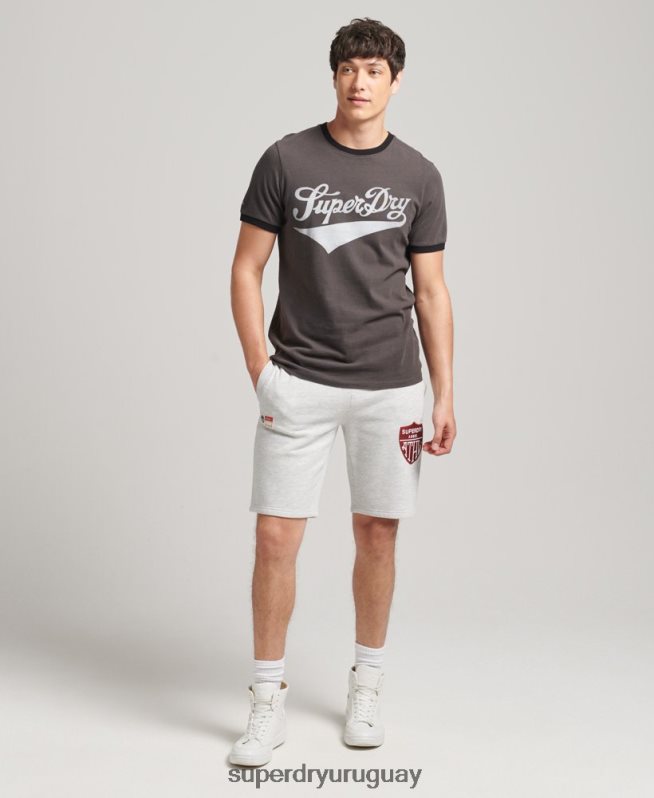 uy Superdry hombres pantalones cortos deportivos de época gris claro DT2N8Z362 ropa