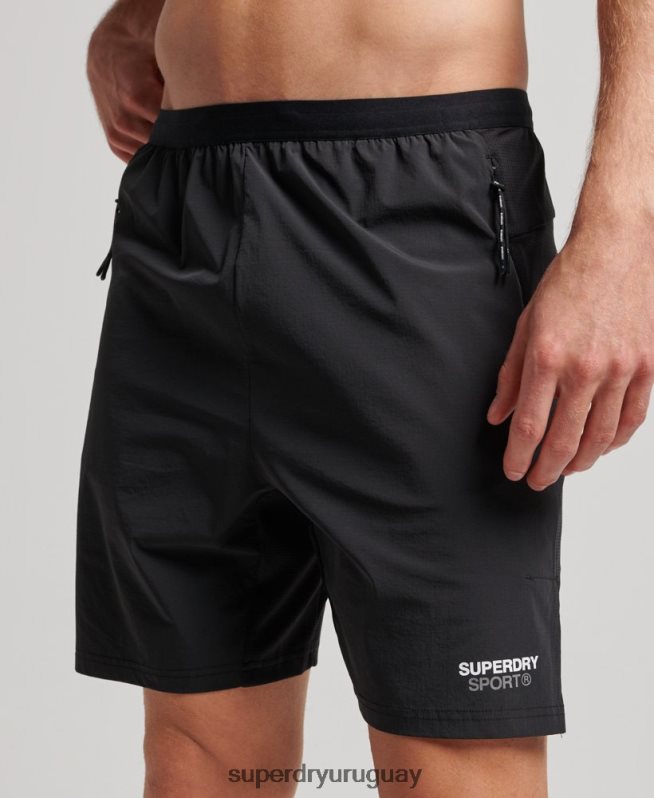 uy Superdry hombres pantalones cortos híbridos de tren negro DT2N8Z292 ropa