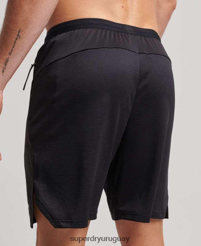 uy Superdry hombres pantalones cortos híbridos de tren negro DT2N8Z292 ropa