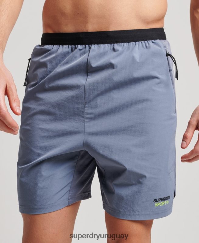 uy Superdry hombres pantalones cortos híbridos de tren púrpura DT2N8Z1408 ropa