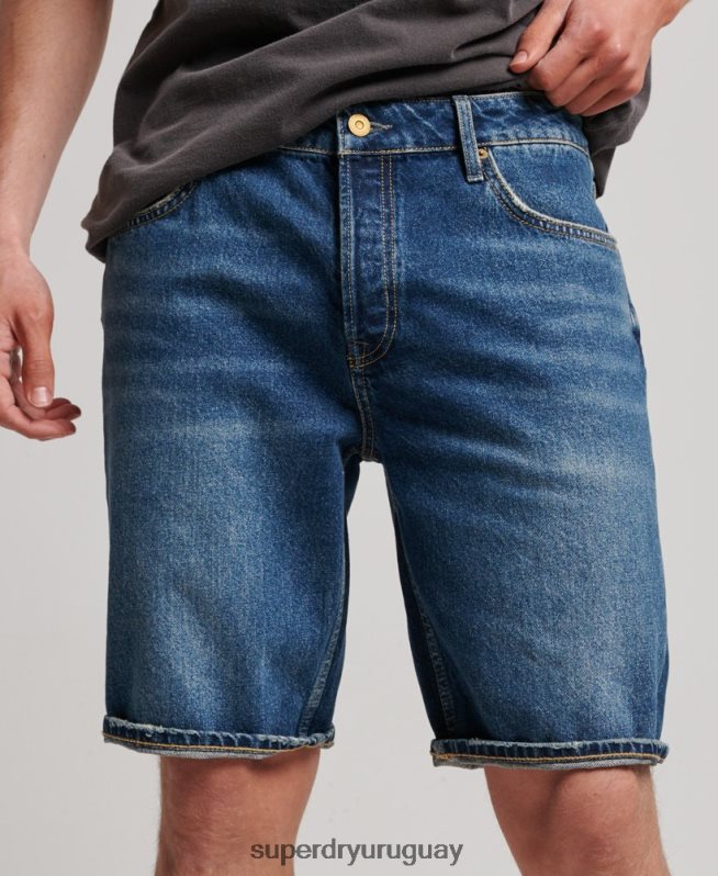 uy Superdry hombres pantalones cortos rectos azul oscuro DT2N8Z110 ropa