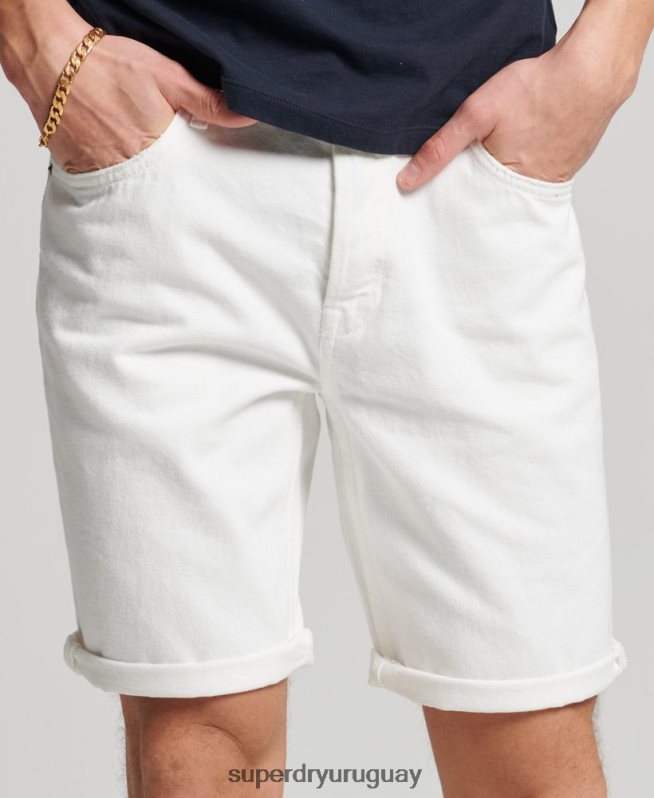 uy Superdry hombres pantalones cortos rectos blanco DT2N8Z52 ropa