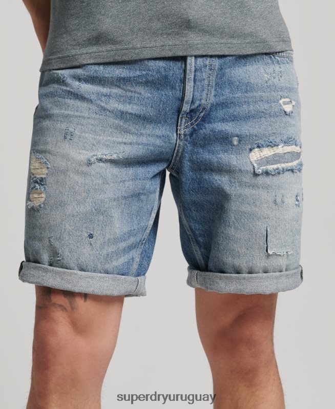 uy Superdry hombres pantalones cortos rectos de la vendimia azul DT2N8Z277 ropa