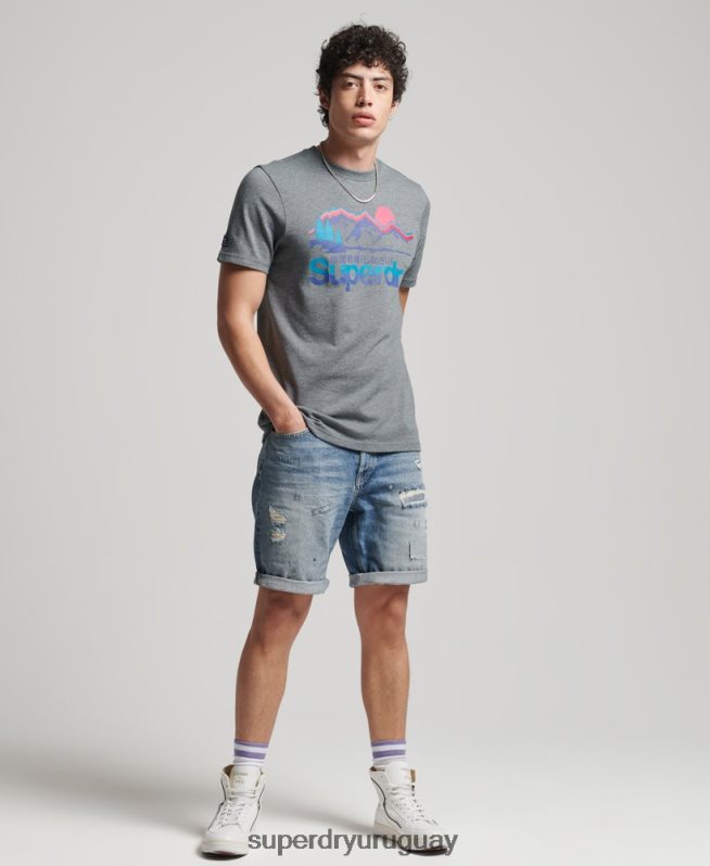 uy Superdry hombres pantalones cortos rectos de la vendimia azul DT2N8Z277 ropa