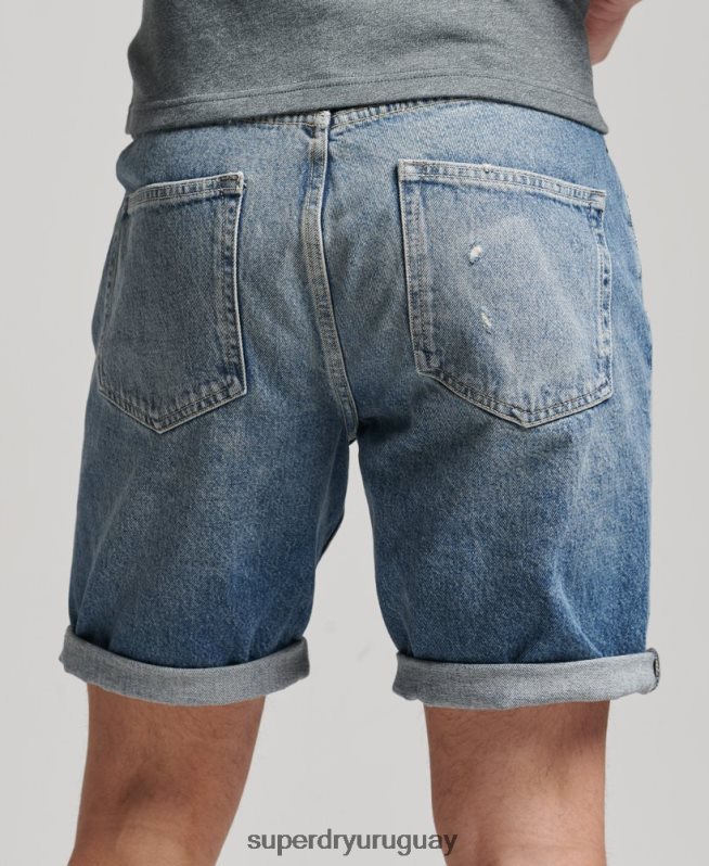 uy Superdry hombres pantalones cortos rectos de la vendimia azul DT2N8Z277 ropa