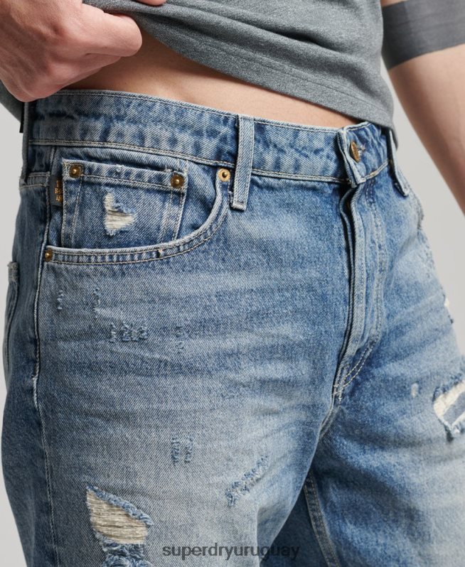 uy Superdry hombres pantalones cortos rectos de la vendimia azul DT2N8Z277 ropa