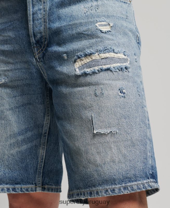 uy Superdry hombres pantalones cortos rectos de la vendimia azul DT2N8Z277 ropa