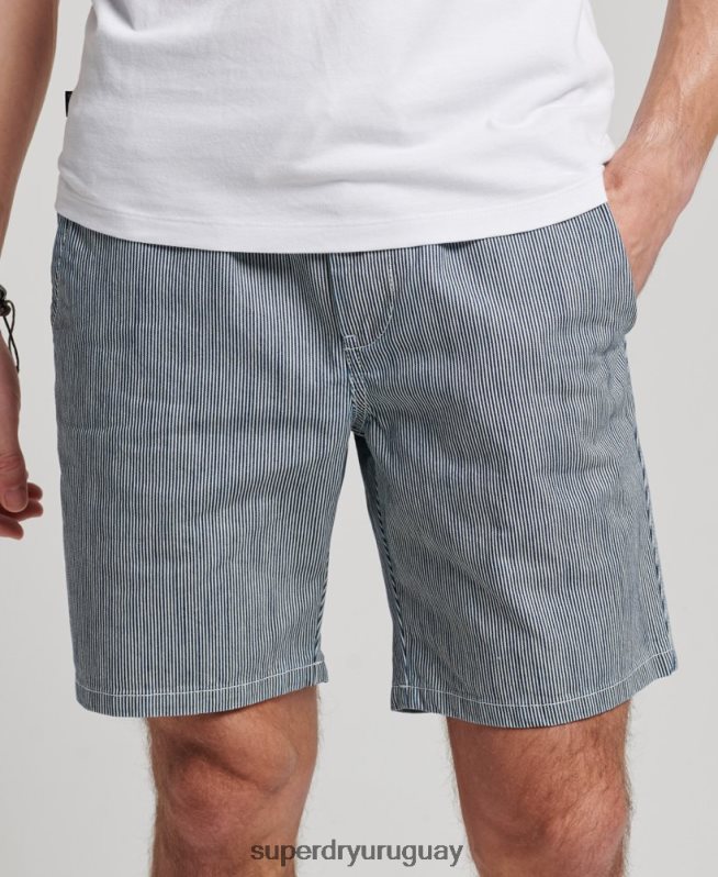 uy Superdry hombres pantalones cortos sobreteñidos azul claro DT2N8Z259 ropa