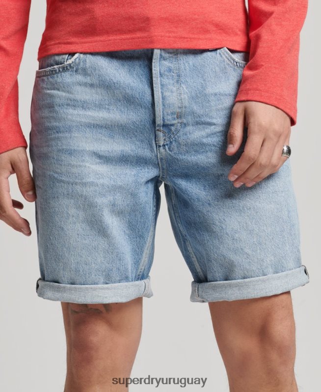 uy Superdry hombres short recto vintage de algodón orgánico azul DT2N8Z266 ropa