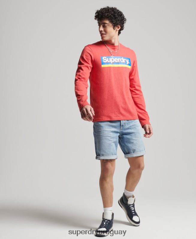 uy Superdry hombres short recto vintage de algodón orgánico azul DT2N8Z266 ropa