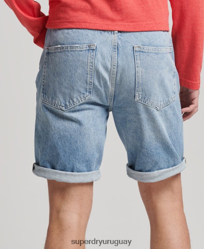 uy Superdry hombres short recto vintage de algodón orgánico azul DT2N8Z266 ropa