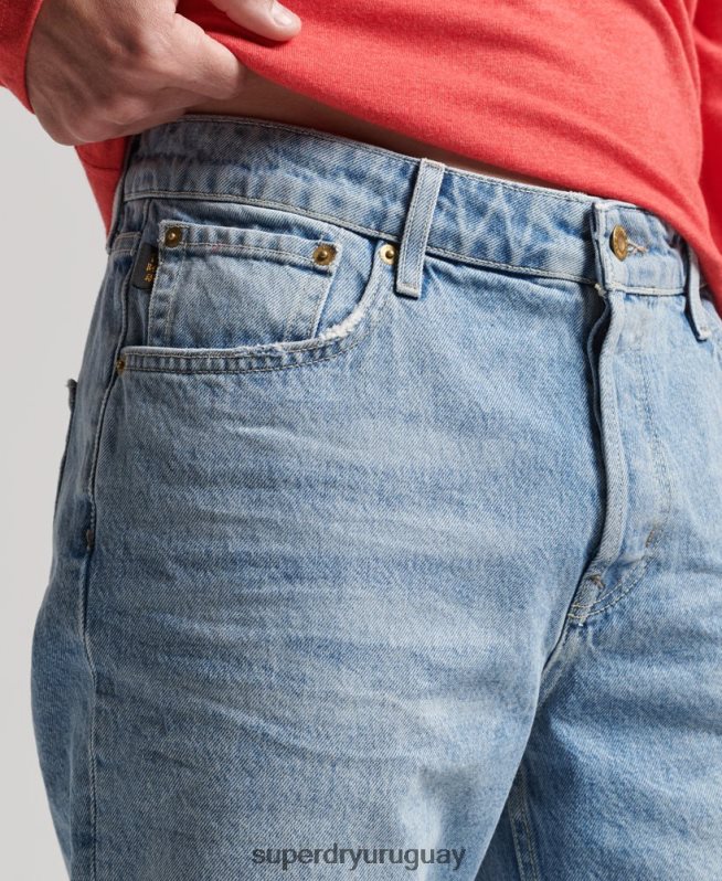 uy Superdry hombres short recto vintage de algodón orgánico azul DT2N8Z266 ropa