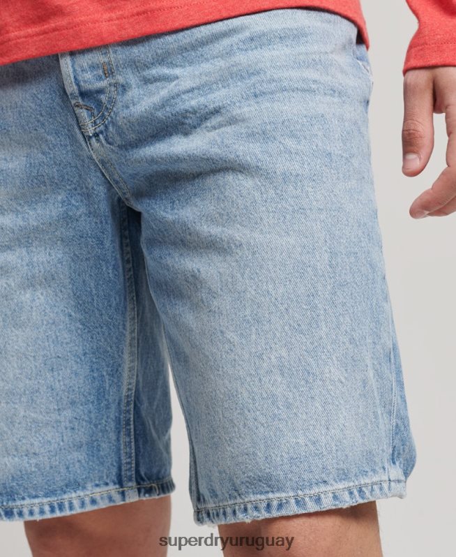 uy Superdry hombres short recto vintage de algodón orgánico azul DT2N8Z266 ropa