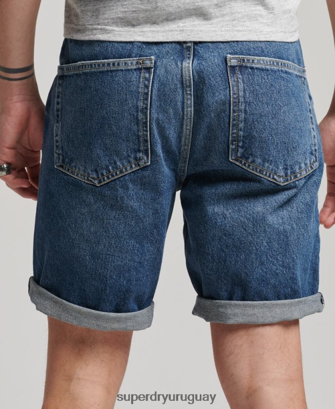 uy Superdry hombres short recto vintage de algodón orgánico azul oscuro DT2N8Z273 ropa