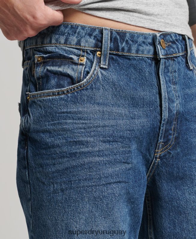 uy Superdry hombres short recto vintage de algodón orgánico azul oscuro DT2N8Z273 ropa