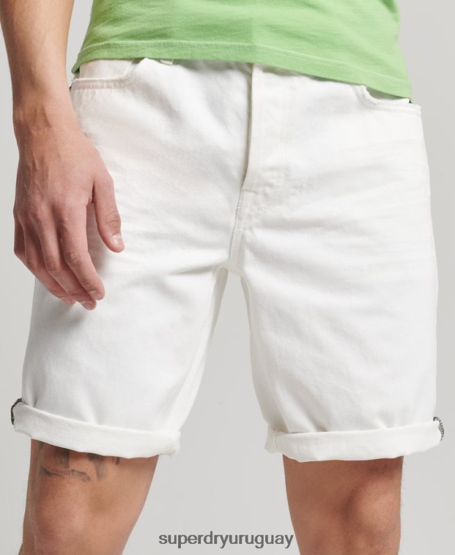 uy Superdry hombres short recto vintage de algodón orgánico blanco DT2N8Z300 ropa