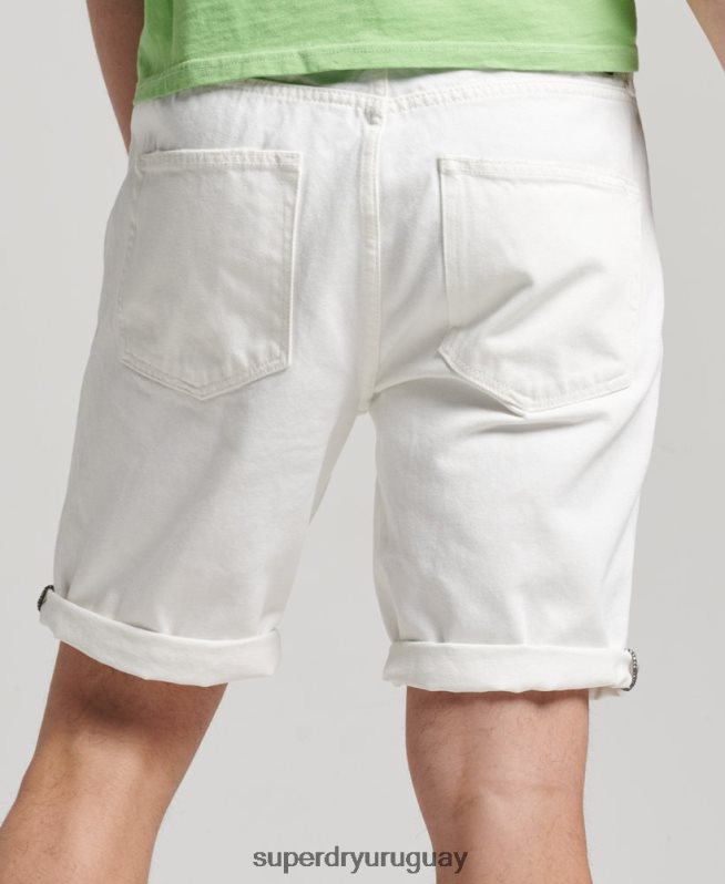 uy Superdry hombres short recto vintage de algodón orgánico blanco DT2N8Z300 ropa
