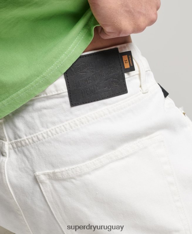 uy Superdry hombres short recto vintage de algodón orgánico blanco DT2N8Z300 ropa