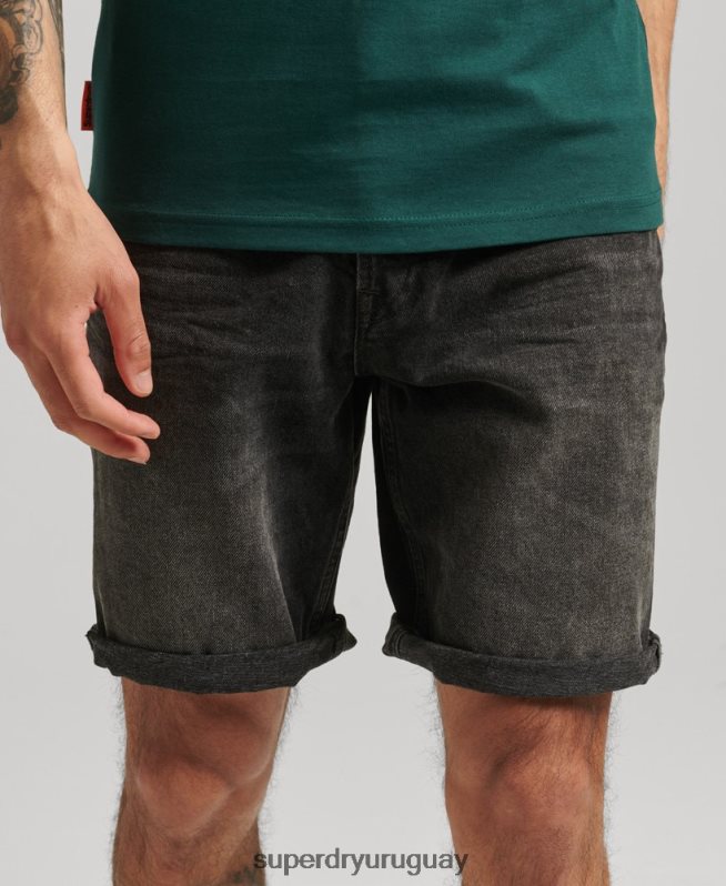 uy Superdry hombres short recto vintage de algodón orgánico negro DT2N8Z280 ropa