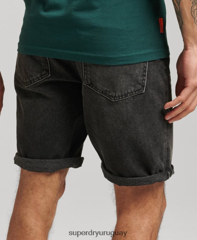 uy Superdry hombres short recto vintage de algodón orgánico negro DT2N8Z280 ropa