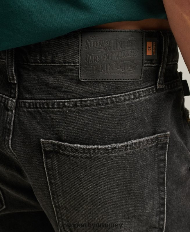 uy Superdry hombres short recto vintage de algodón orgánico negro DT2N8Z280 ropa