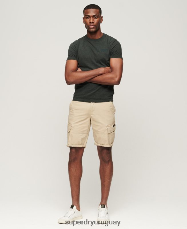 uy Superdry hombres shorts cargo con núcleo de algodón orgánico crema DT2N8Z248 ropa