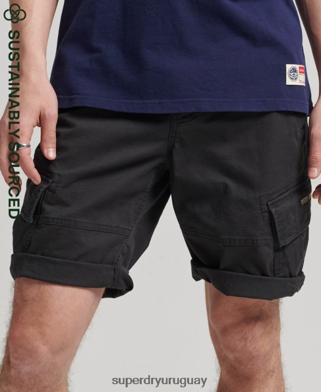 uy Superdry hombres shorts cargo con núcleo de algodón orgánico negro DT2N8Z284 ropa