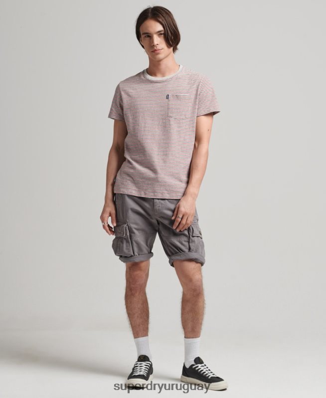 uy Superdry hombres shorts cargo heavy de algodón orgánico con núcleo vintage gris DT2N8Z335 ropa