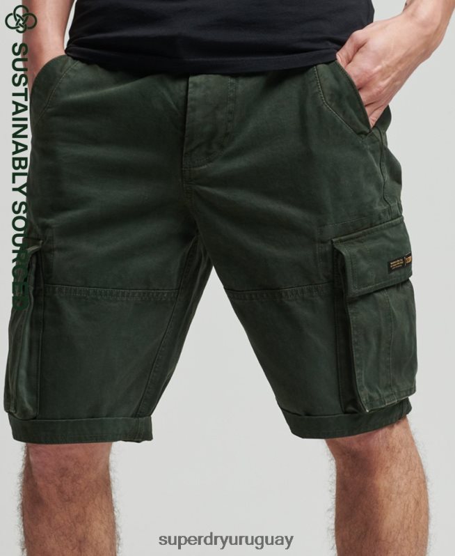 uy Superdry hombres shorts cargo heavy de algodón orgánico con núcleo vintage verde DT2N8Z342 ropa