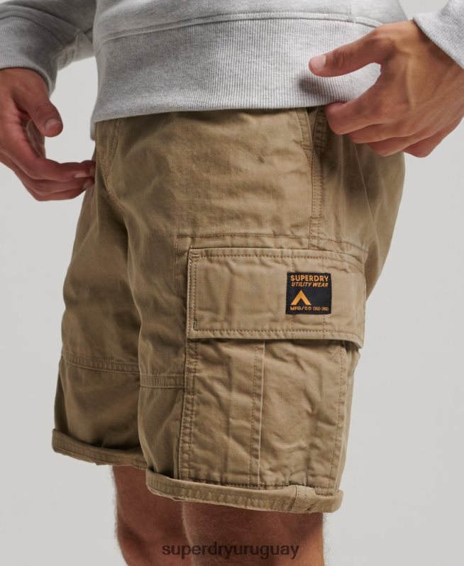 uy Superdry hombres shorts cargo pesados ​​de algodón orgánico beige DT2N8Z260 ropa