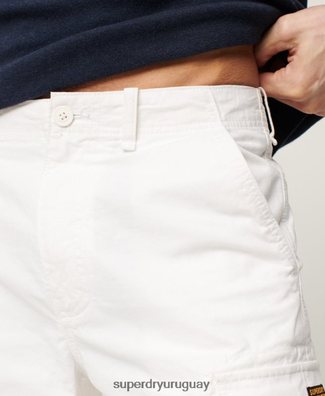 uy Superdry hombres shorts cargo pesados ​​de algodón orgánico blanco DT2N8Z272 ropa