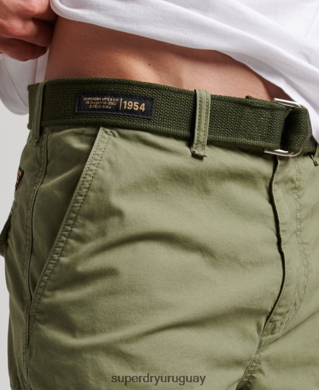 uy Superdry hombres shorts cargo pesados ​​de algodón orgánico caqui DT2N8Z263 ropa