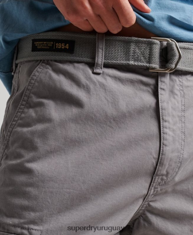 uy Superdry hombres shorts cargo pesados ​​de algodón orgánico gris DT2N8Z256 ropa