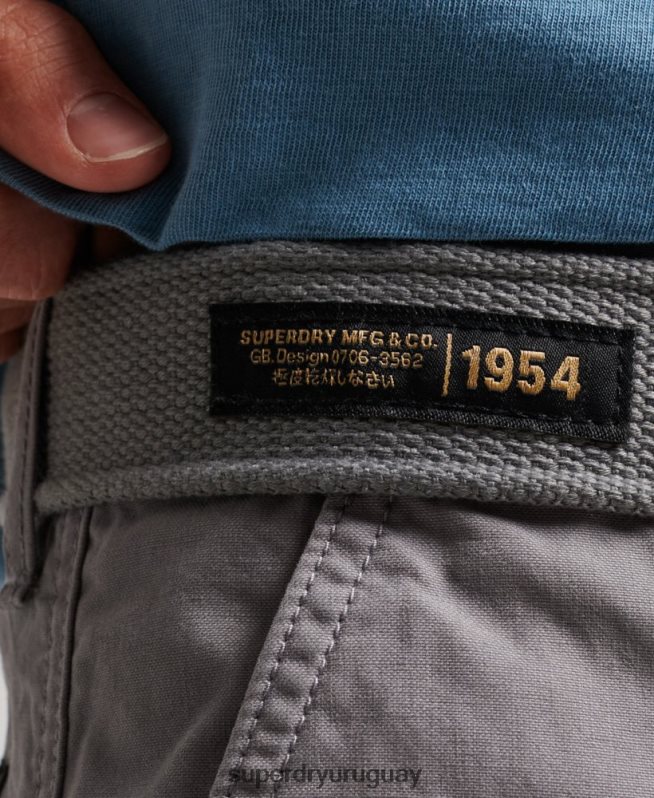 uy Superdry hombres shorts cargo pesados ​​de algodón orgánico gris DT2N8Z256 ropa