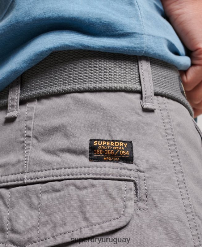 uy Superdry hombres shorts cargo pesados ​​de algodón orgánico gris DT2N8Z256 ropa
