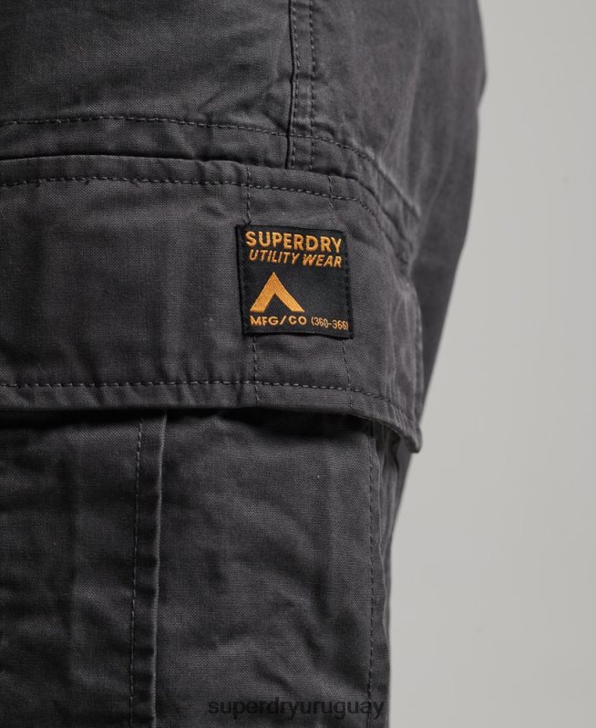 uy Superdry hombres shorts cargo pesados ​​de algodón orgánico gris oscuro DT2N8Z250 ropa