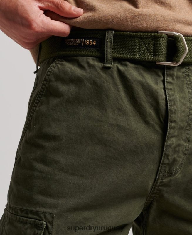 uy Superdry hombres shorts cargo pesados ​​de algodón orgánico verde DT2N8Z258 ropa