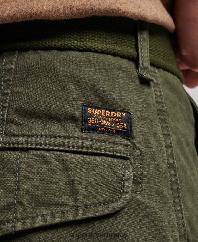 uy Superdry hombres shorts cargo pesados ​​de algodón orgánico verde DT2N8Z258 ropa