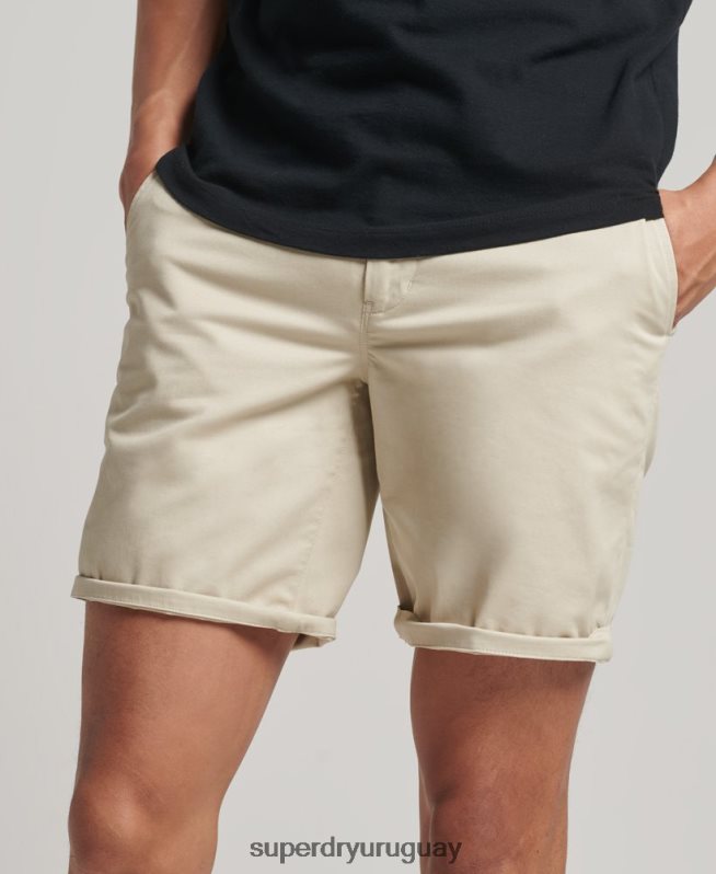 uy Superdry hombres shorts chinos ajustados elásticos beige DT2N8Z254 ropa