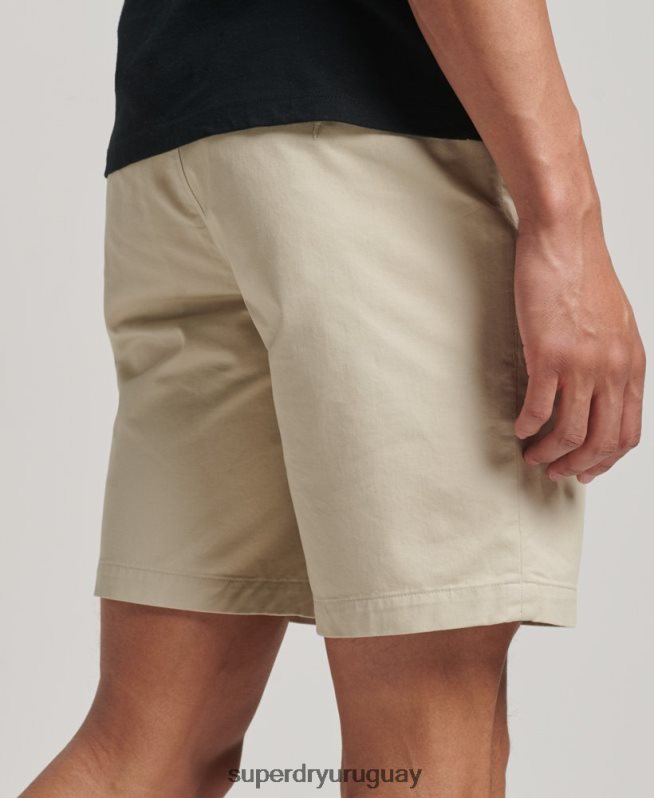 uy Superdry hombres shorts chinos ajustados elásticos beige DT2N8Z254 ropa