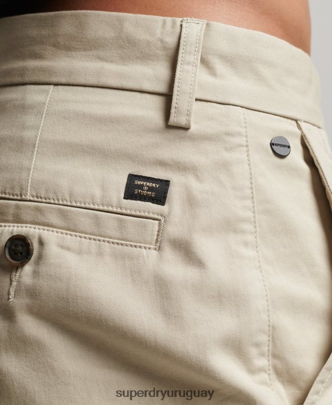 uy Superdry hombres shorts chinos ajustados elásticos beige DT2N8Z254 ropa