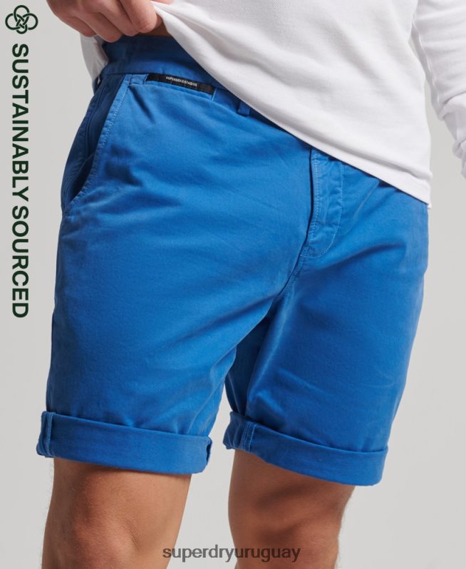 uy Superdry hombres shorts chinos de algodón orgánico azul claro DT2N8Z336 ropa