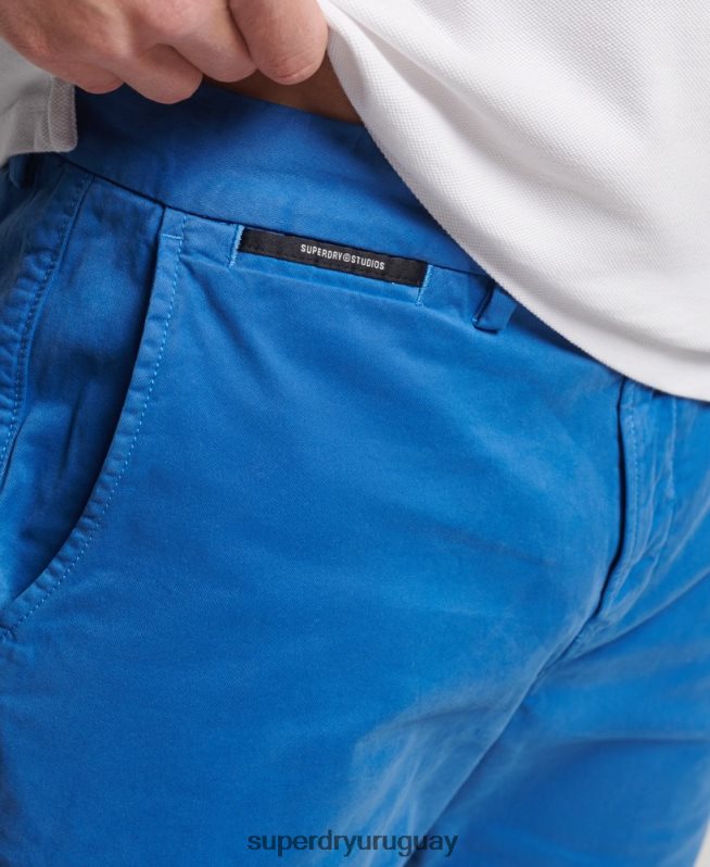 uy Superdry hombres shorts chinos de algodón orgánico azul claro DT2N8Z336 ropa