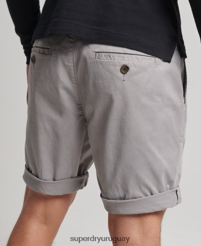 uy Superdry hombres shorts chinos de algodón orgánico gris claro DT2N8Z349 ropa