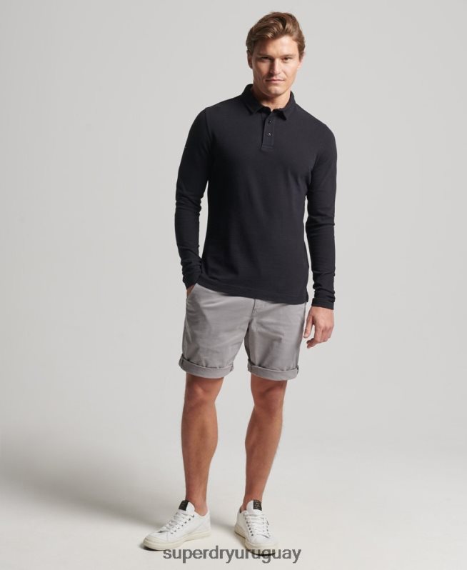 uy Superdry hombres shorts chinos de algodón orgánico gris claro DT2N8Z349 ropa