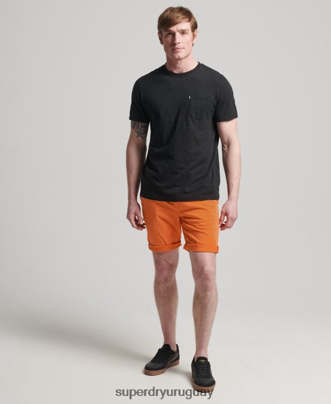 uy Superdry hombres shorts chinos de algodón orgánico naranja DT2N8Z6475 ropa