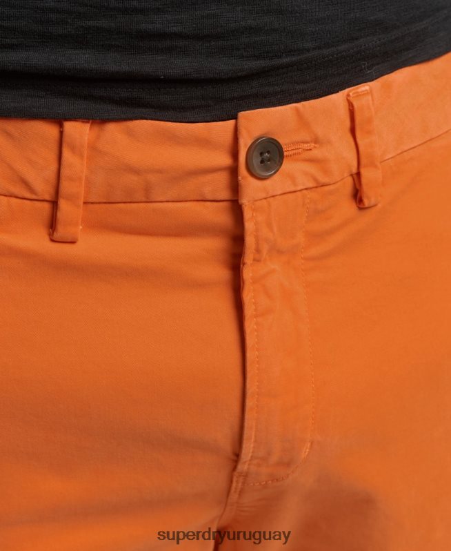 uy Superdry hombres shorts chinos de algodón orgánico naranja DT2N8Z6475 ropa