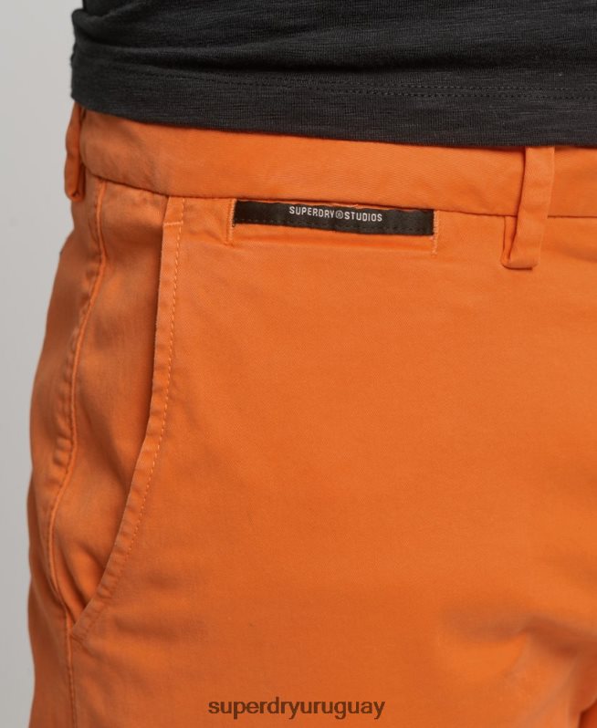uy Superdry hombres shorts chinos de algodón orgánico naranja DT2N8Z6475 ropa